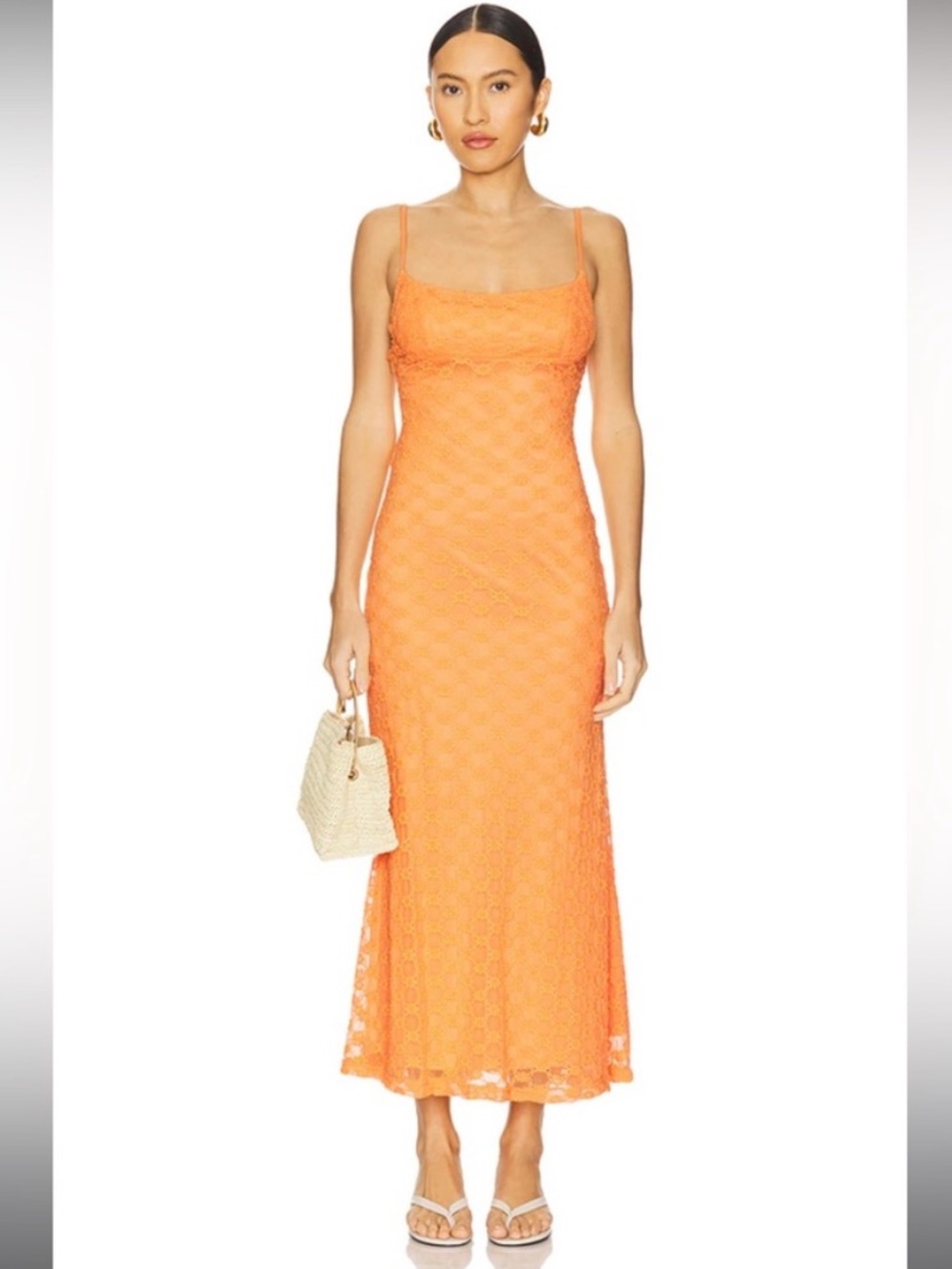 Price firm NWT Bardot Adoni Mesh Midi Dress in Orange Sorbet